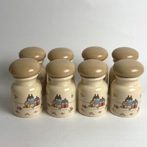 Set of 8 VTG Heartland International Spice Jars with Lids Cottagecore Kitchen
